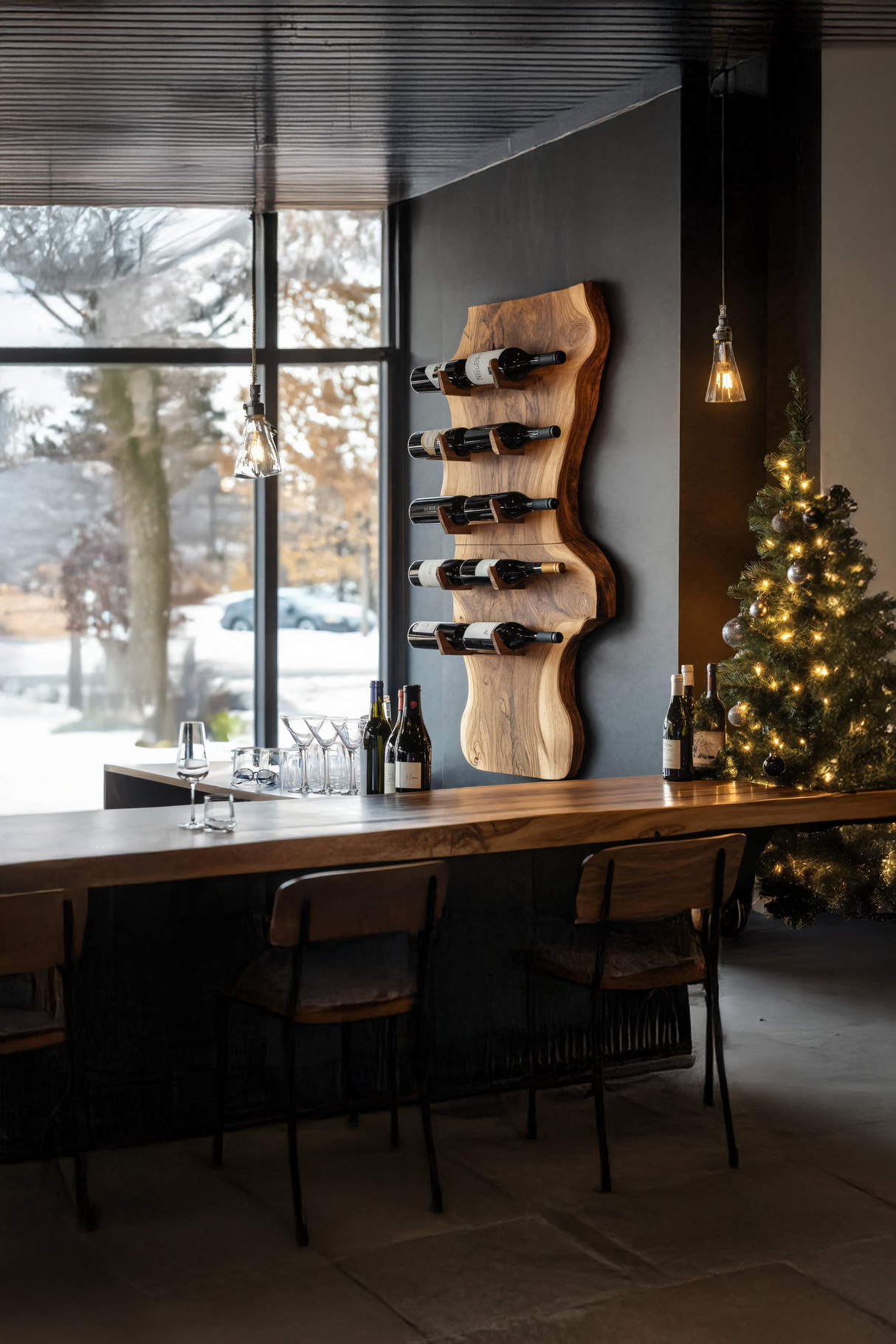 Modern Solid Wood Wine Rack For Living Room And Bar Display
