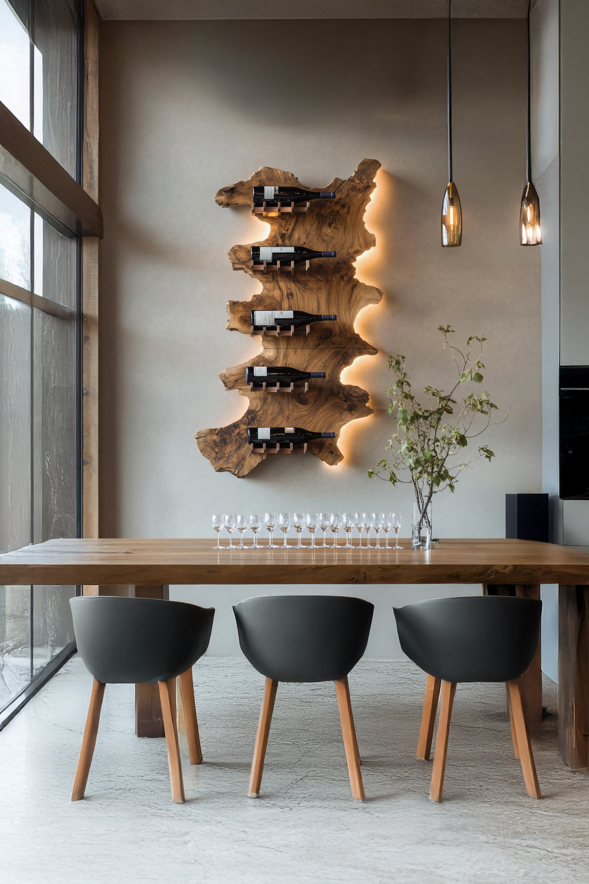 Mid Century Wooden Wine Rack For Bar Decor And Wine Storage