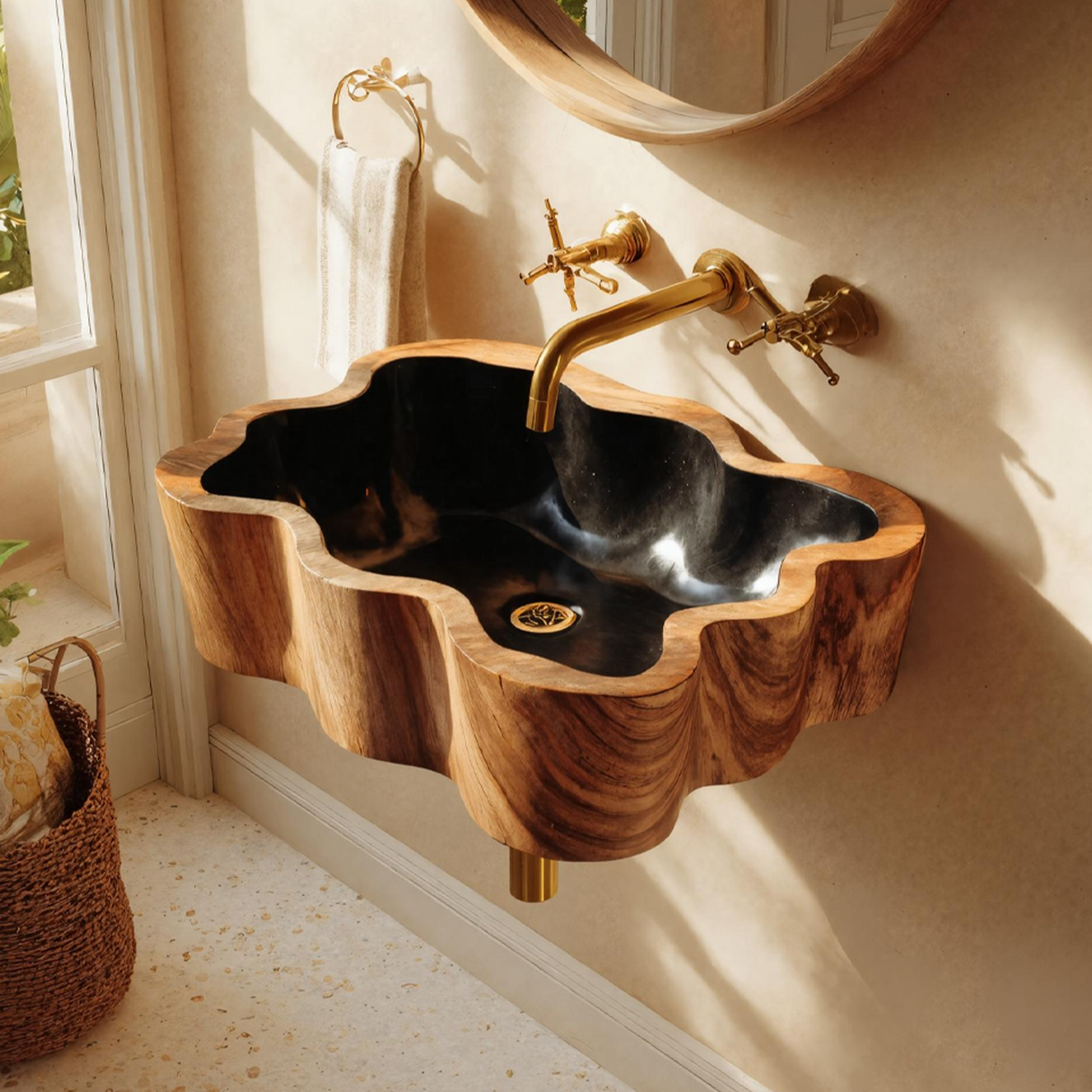 Modern Wall Mounted Wooden Bathroom Sink For Luxury Bathroom Furniture modern-wall-mounted-wooden-bathroom-sink-for-luxury-bathroom-furniture