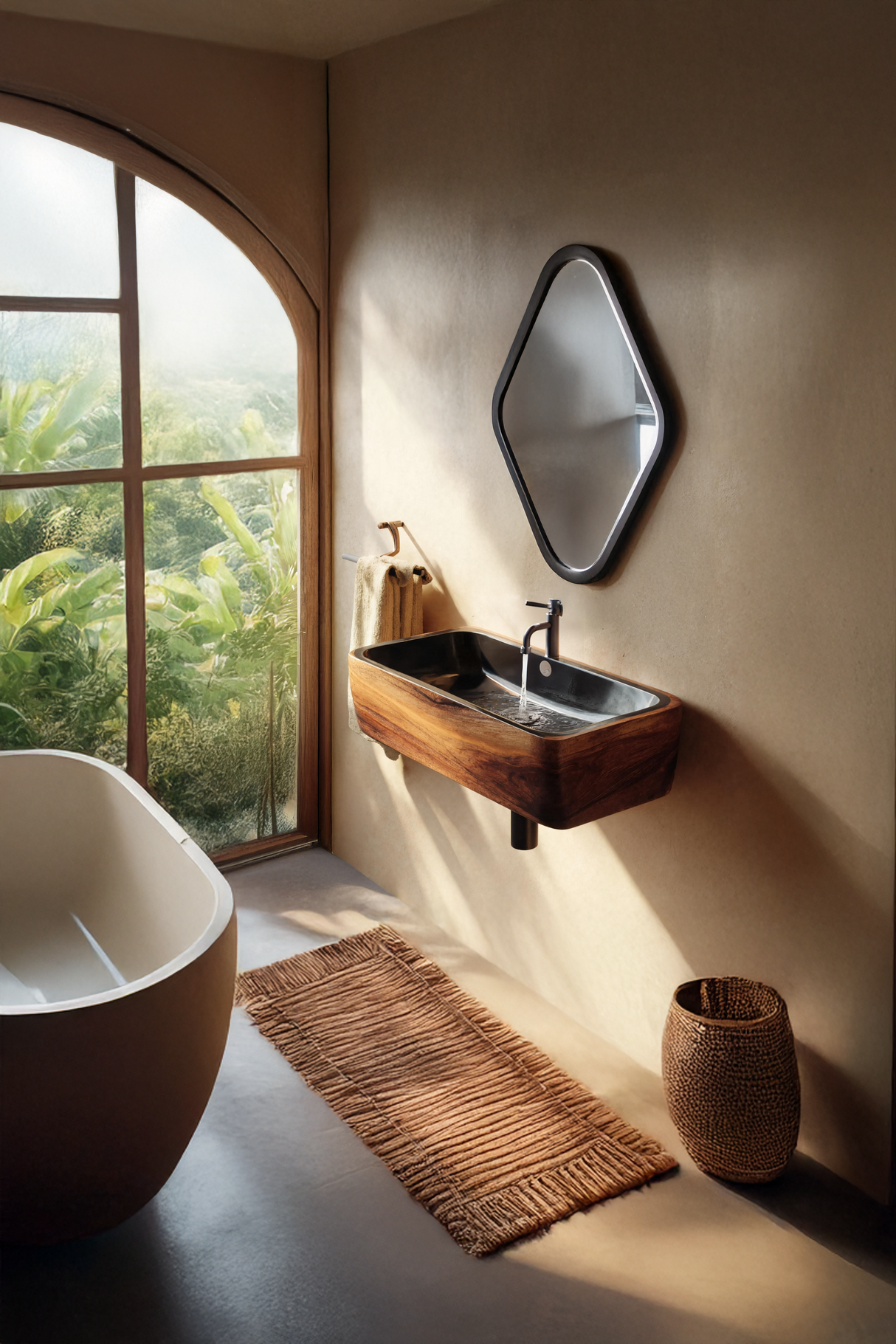 Modern Solid Wood Wash Basin For Spa Inspired Bathroom Decor