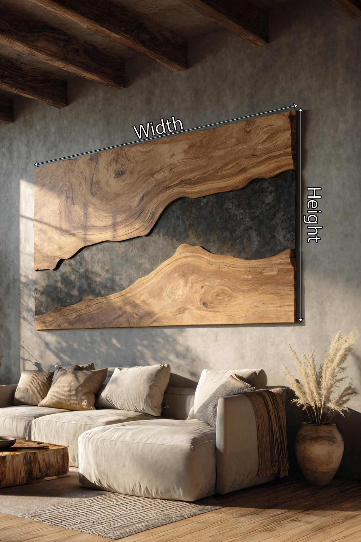 Mid Century Rectangular Wooden Wall Art For Living Room