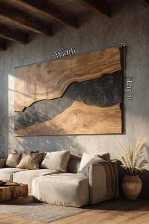 Mid Century Rectangular Wooden Wall Art For Living Room