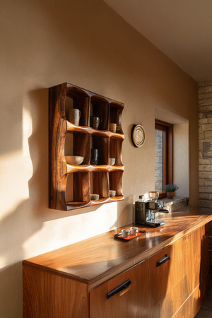 Mid Century Kitchen Wall Shelf For Cozy Cooking Space