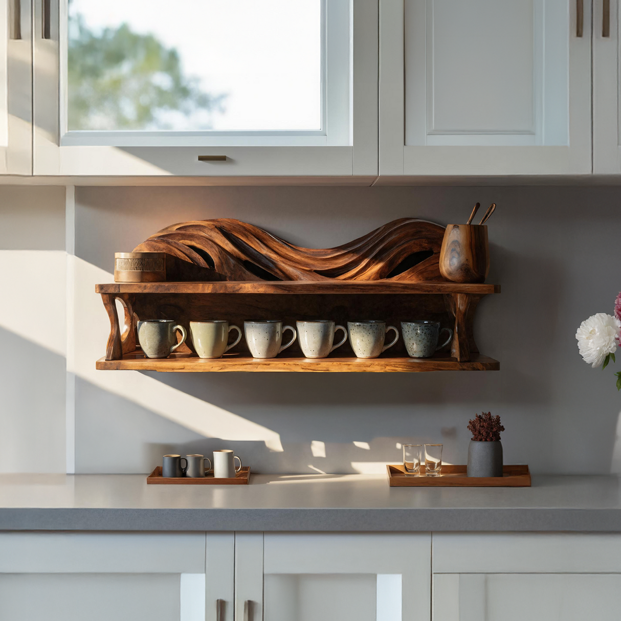 Handcrafted Kitchen Wall Shelf For Cozy Cooking Space
