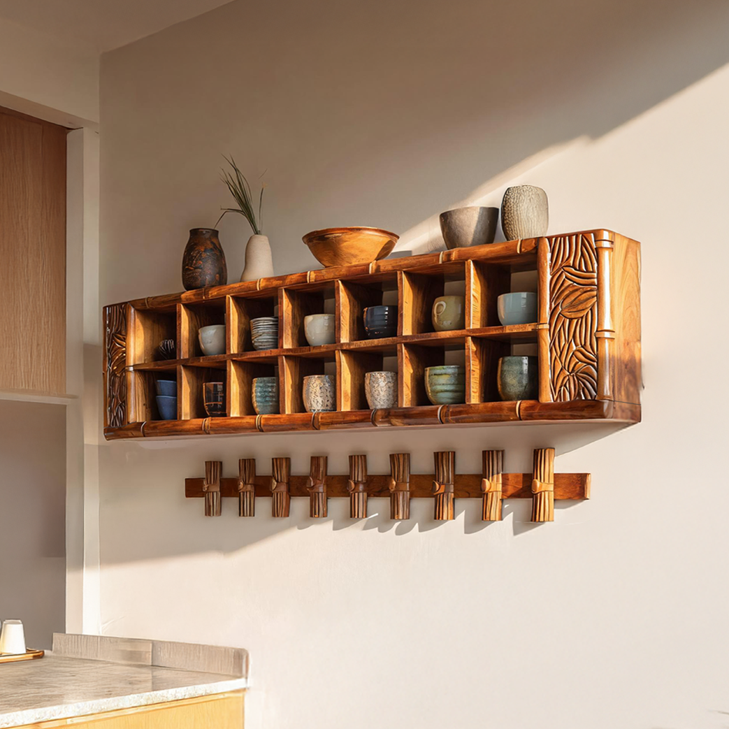 Modern Wooden Storage Shelf For Kitchen Essentials