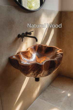 Mid Century Live Edge Wood Basin For Sophisticated Bathroom Furniture