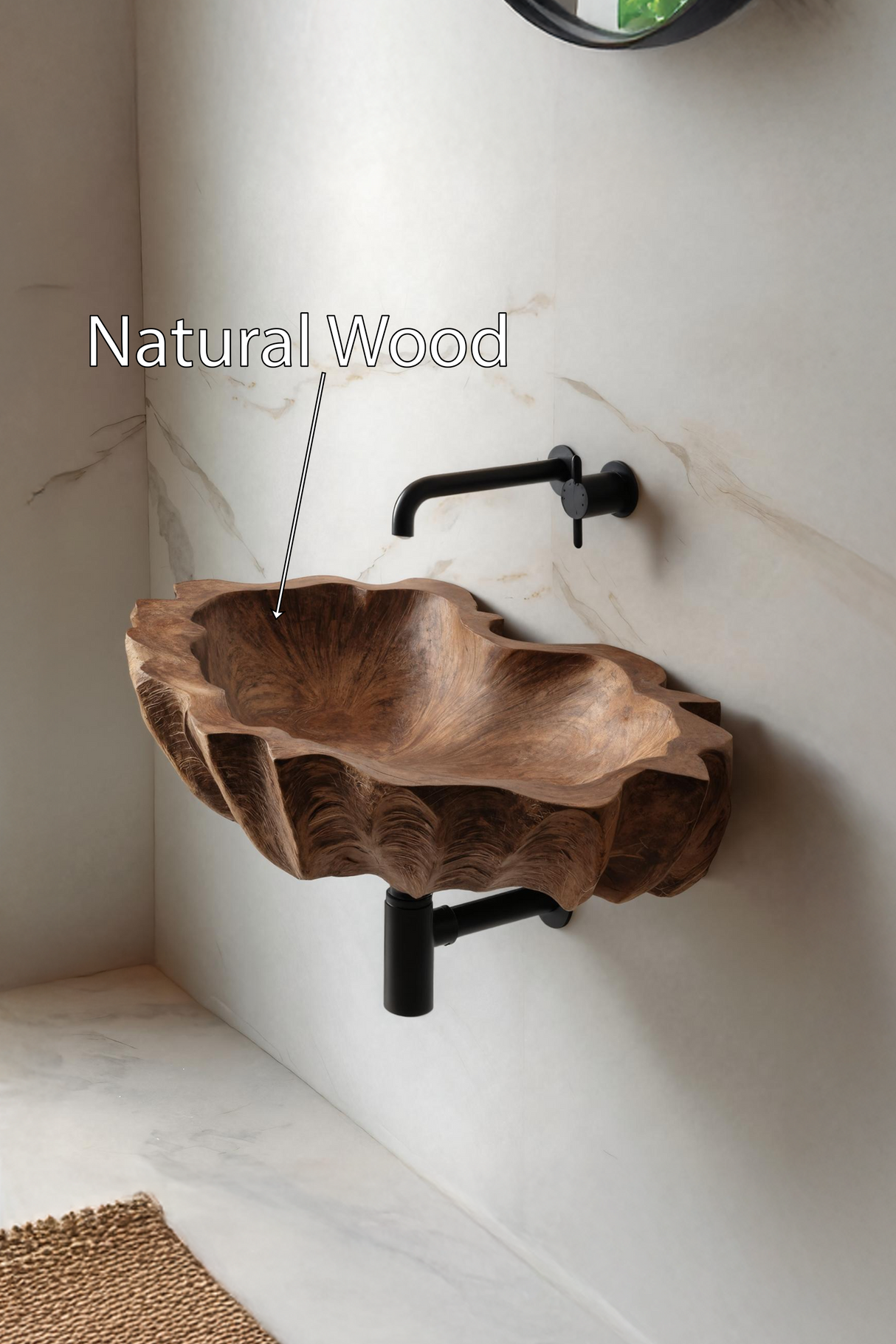 Mid Century Wooden Live Edge Wood Basin For Bedroom Interior Decor