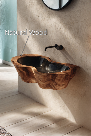 Farmhouse Live Edge Wood Vanity Sink For Natural Furniture Decor