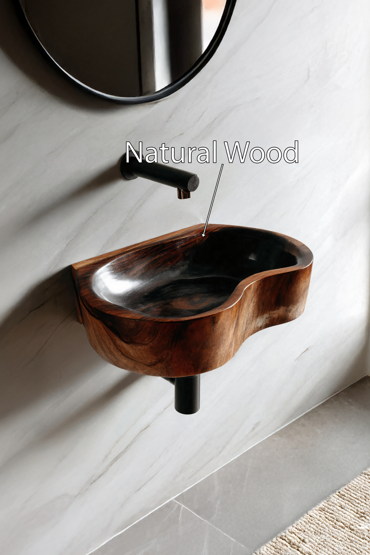 Mid Century Solid Wood Wash Basin For Elegant Bathroom Furniture Decor