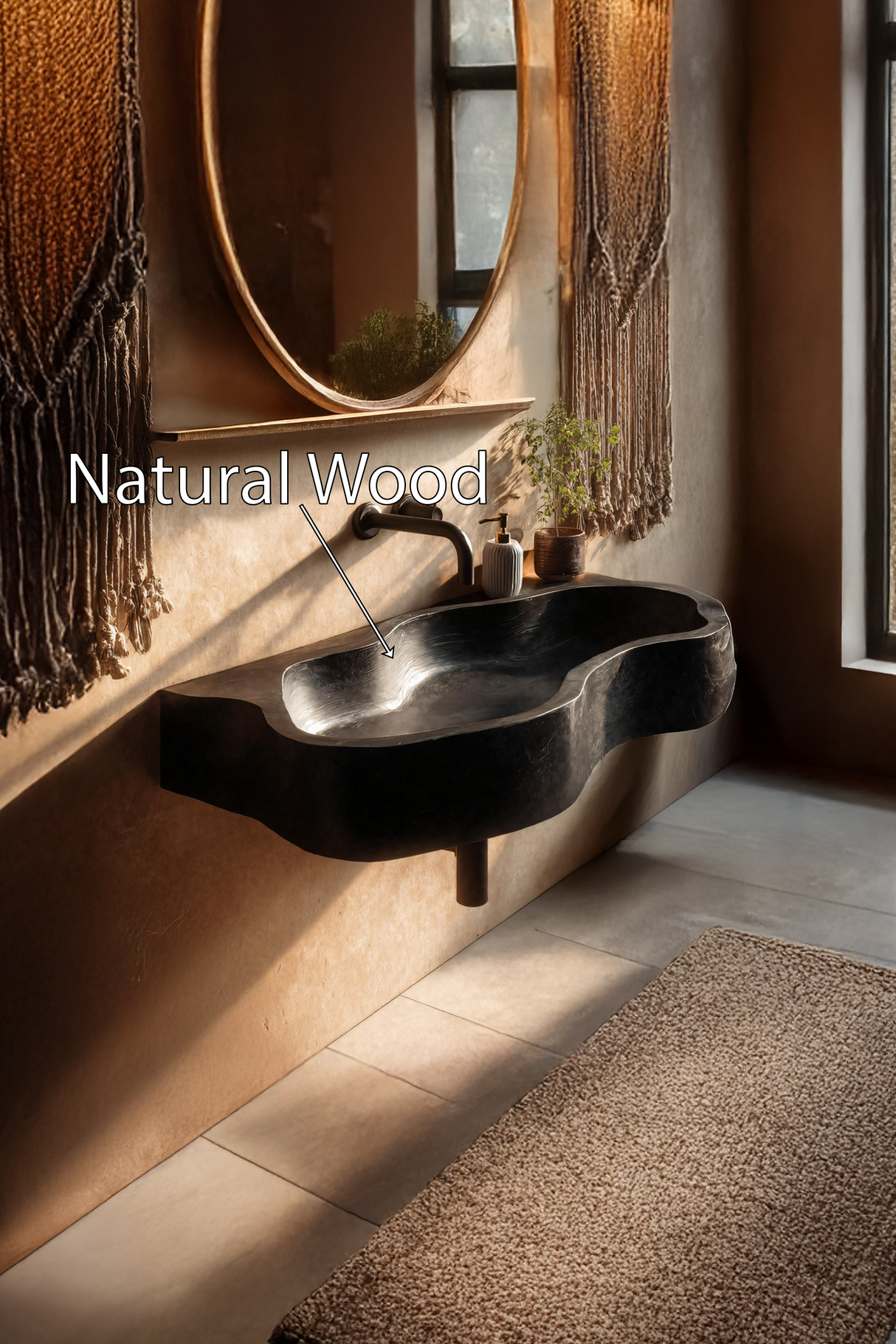 Farmhouse Solid Wood Wash Basin For Natural Bathroom Furniture Style