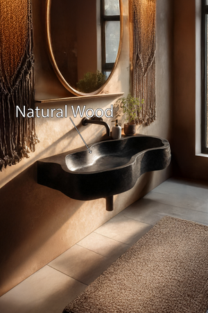 Farmhouse Solid Wood Wash Basin For Natural Bathroom Furniture Style