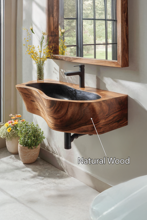 Modern Wall Mounted Wooden Bathroom Sink For Compact Bathroom Design