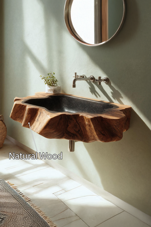 Handcrafted Wooden Wall Mounted Bathroom Sink For Natural Decor