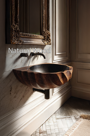 Modern Wooden Live Edge Wood Basin For Minimalist Bathroom Design