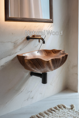 Mid Century Wooden Live Edge Wood Vanity Sink For Modern Bathroom Decor