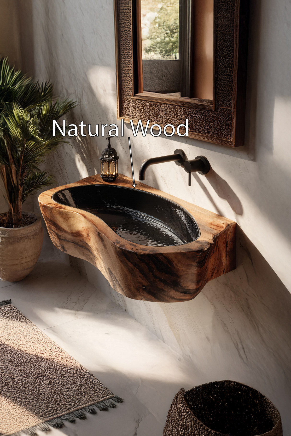 Handcrafted Live Edge Wood Vanity Sink For Natural Bathroom Decor
