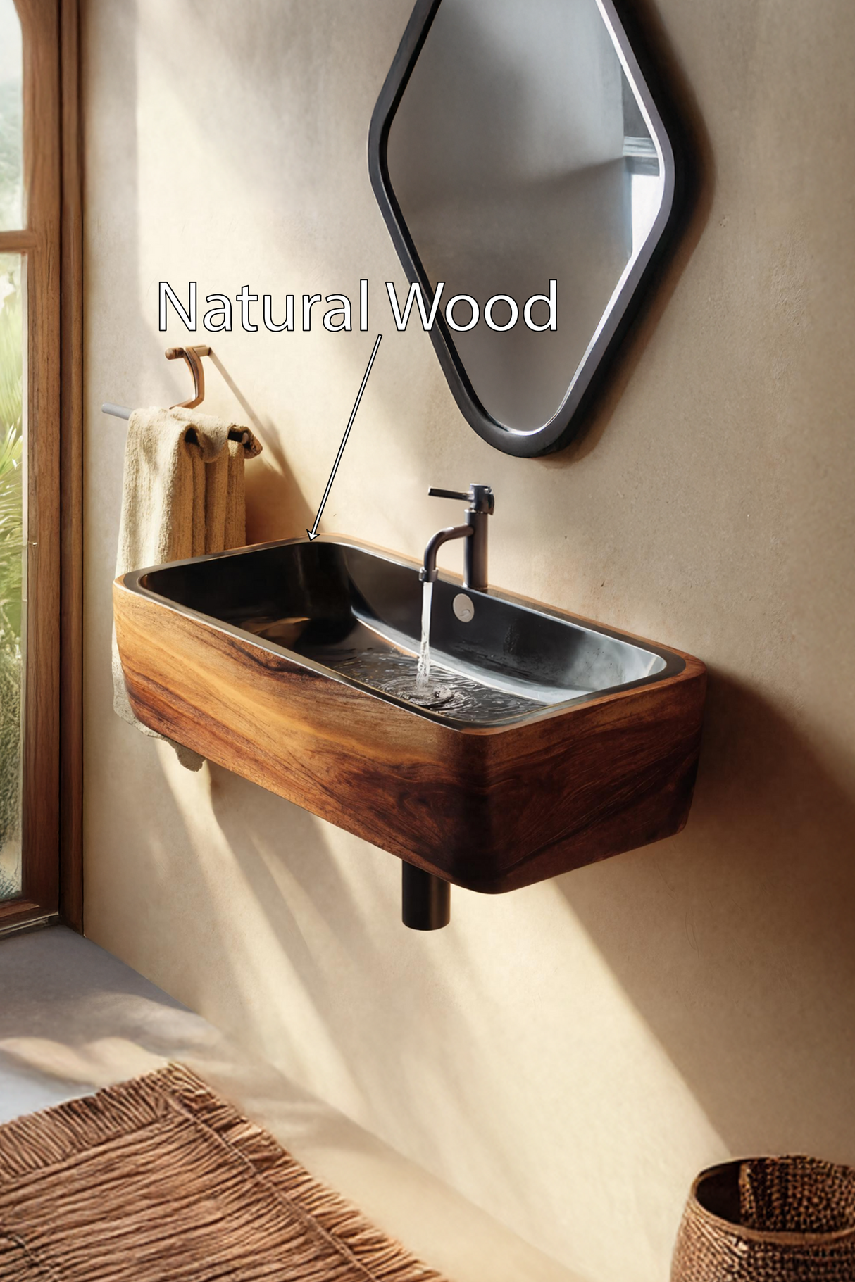 Modern Solid Wood Wash Basin For Spa Inspired Bathroom Decor