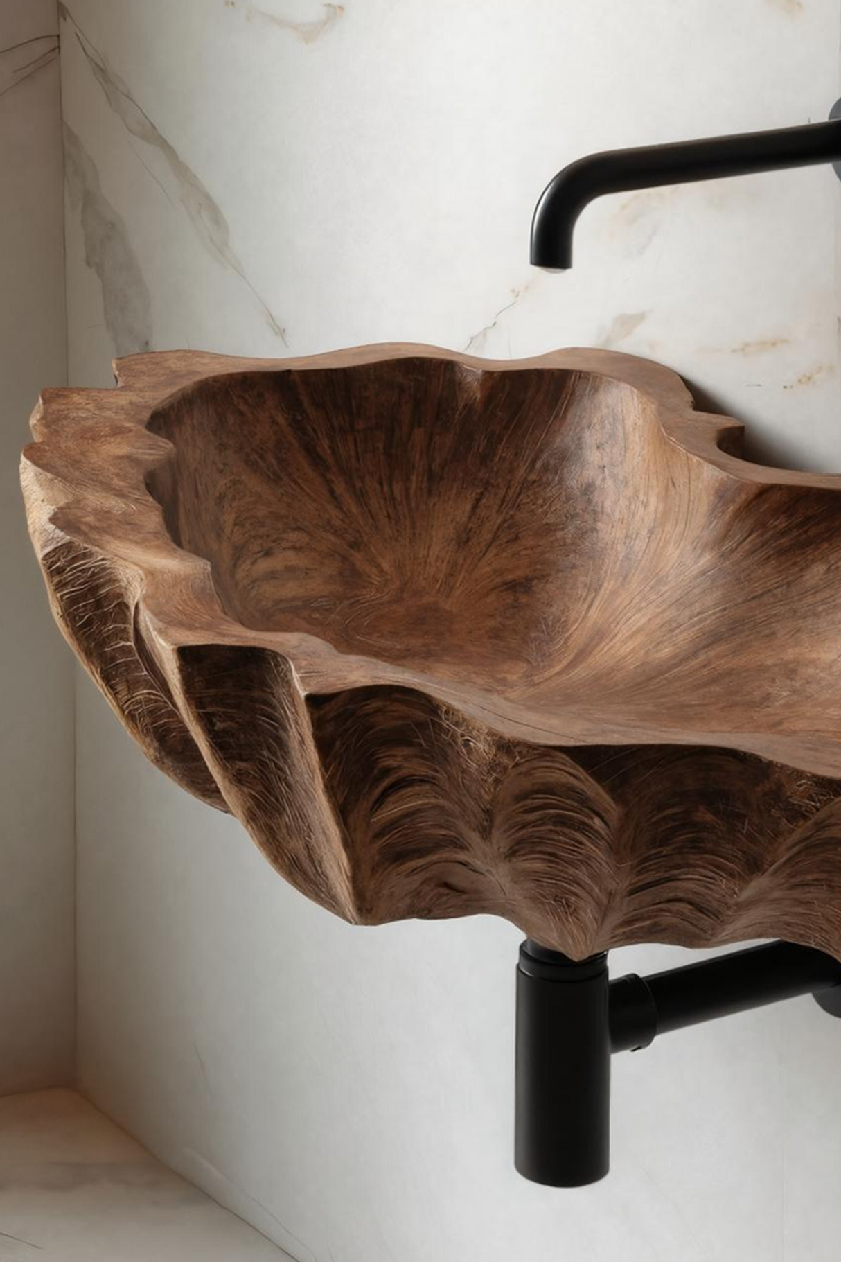 Mid Century Wooden Live Edge Wood Basin For Bedroom Interior Decor