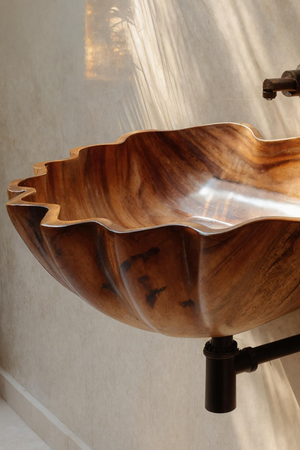 Handcrafted Solid Wood Wash Basin For Luxury Bathroom Furniture Decor