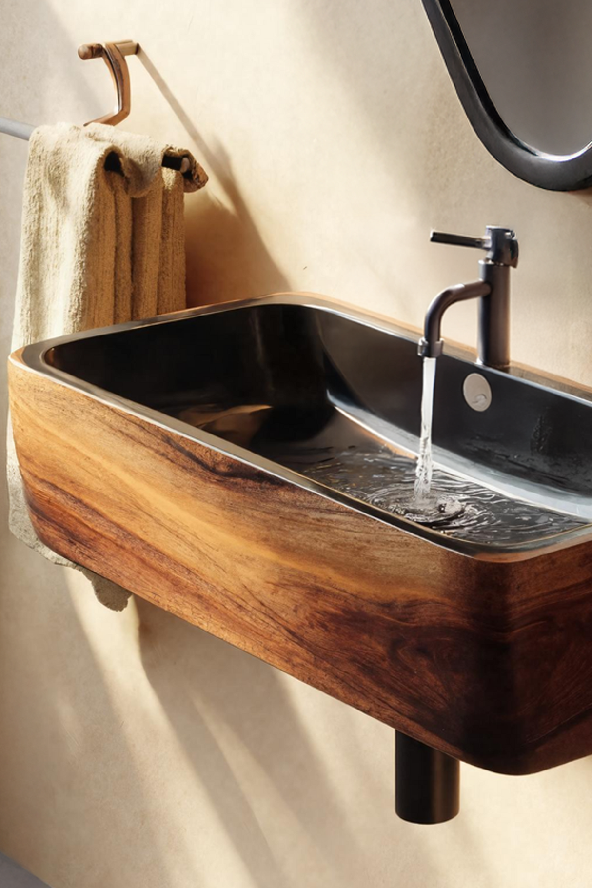 Modern Solid Wood Wash Basin For Spa Inspired Bathroom Decor