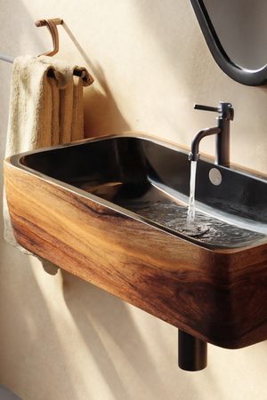 Modern Solid Wood Wash Basin For Spa Inspired Bathroom Decor