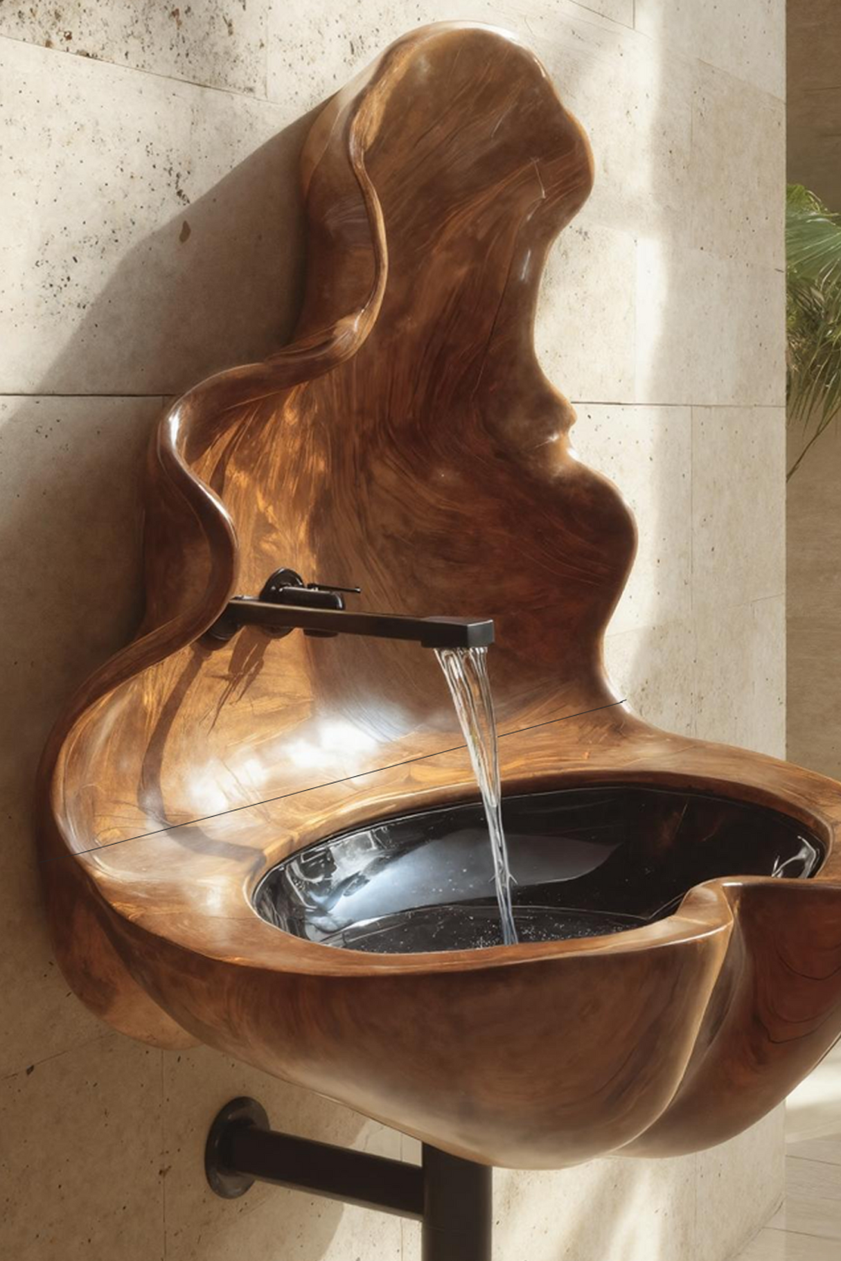 Handcrafted Wooden Live Edge Wood Basin For Artistic Furniture Decor