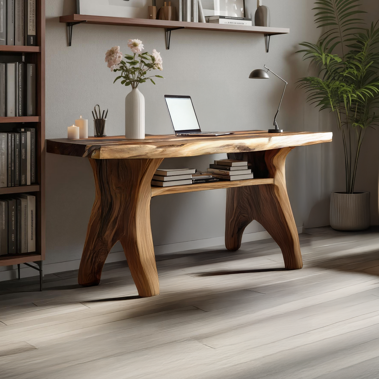 Mid Century Solid Wood Desk For Living Room And Studio