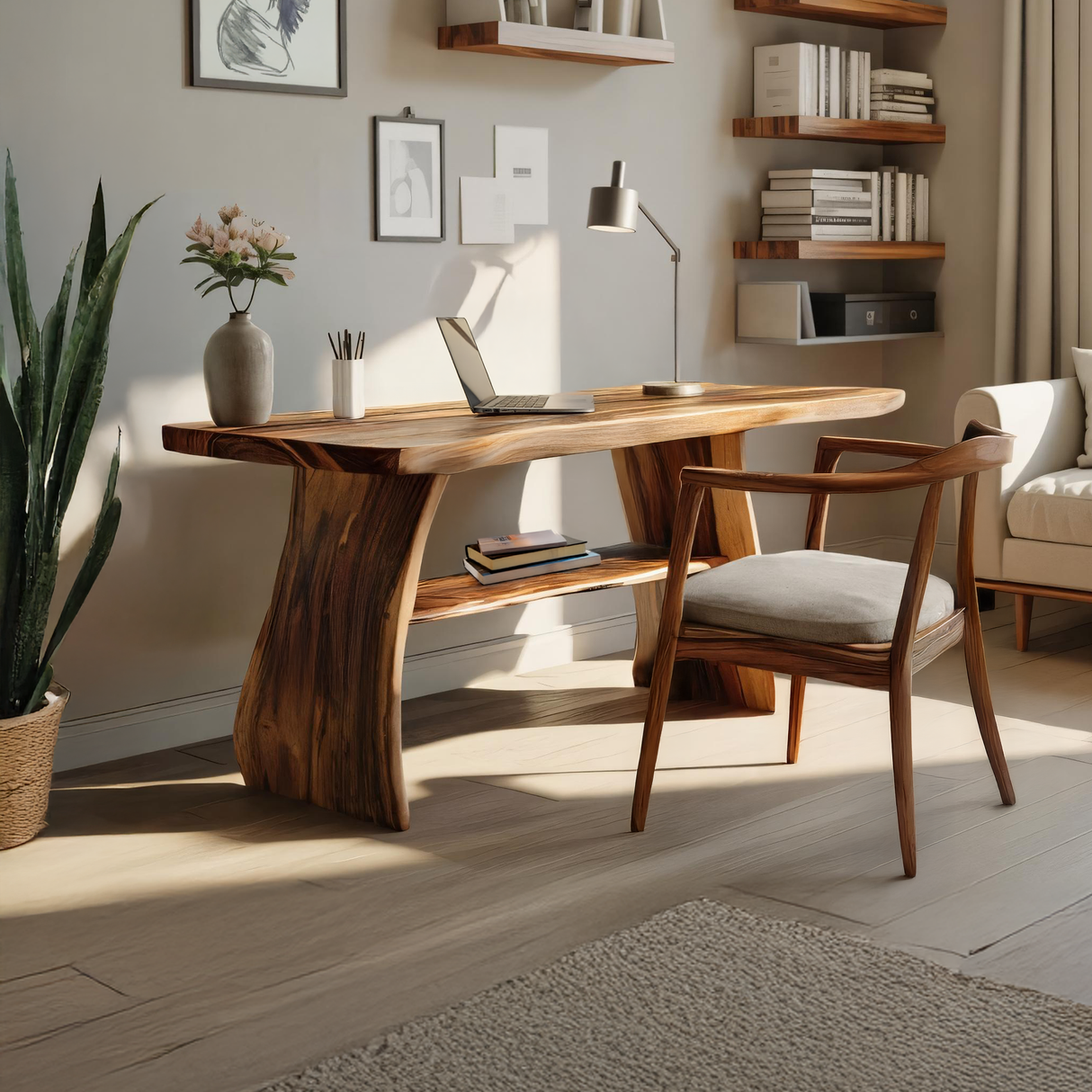 Farmhouse Live Edge Desk For Creative Studio And Office