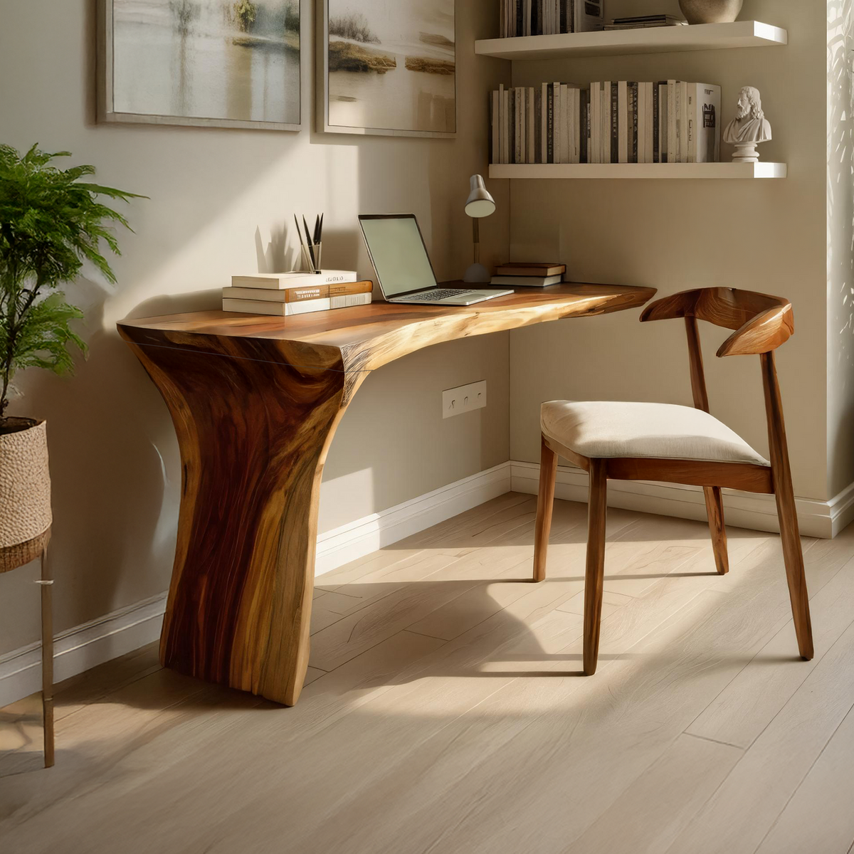 Handcrafted Live Edge Wood Desk For Home Studio Setup – ET Woodcrafts