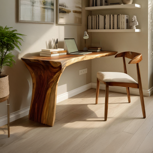 Handcrafted Live Edge Wood Desk For Home Studio Setup