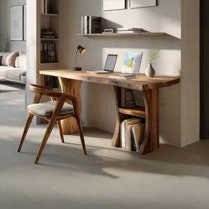 Modern Wooden Live Edge Desk For Small Home Office Setup
