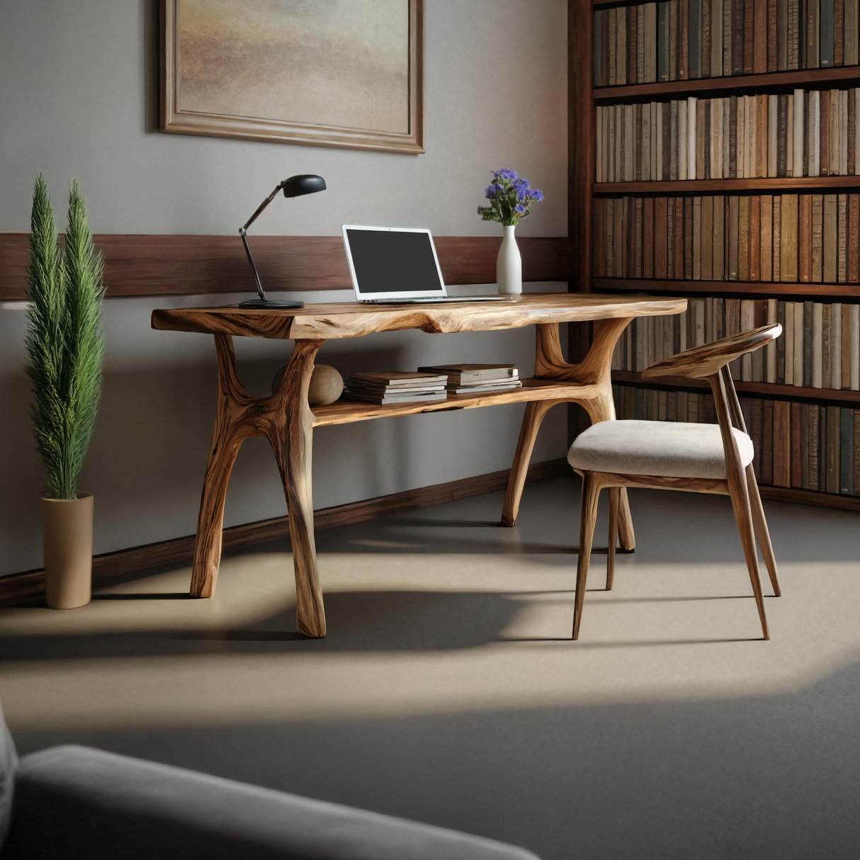 Mid Century Solid Wood Desk For Stylish Bedroom Workspace