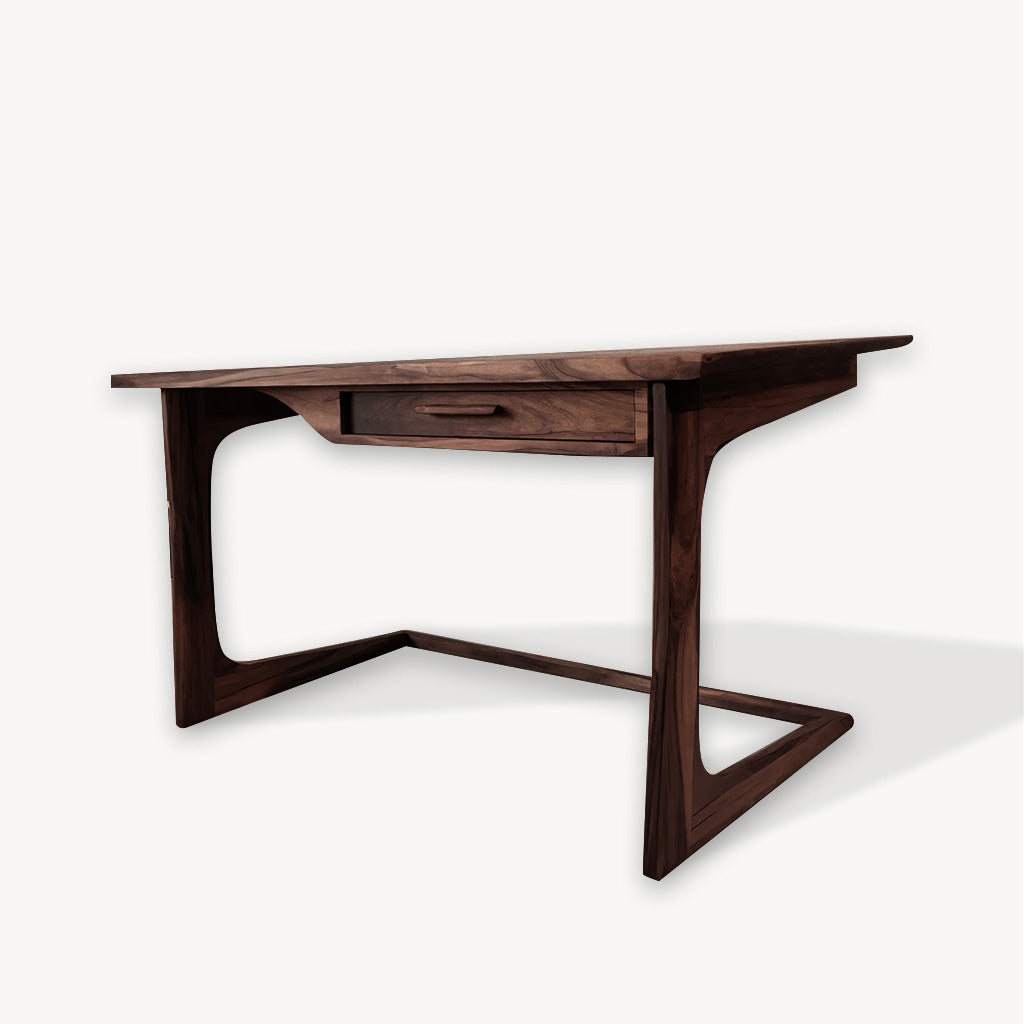 Mid Century Modern Desk With Drawer For Home Office And Workspace