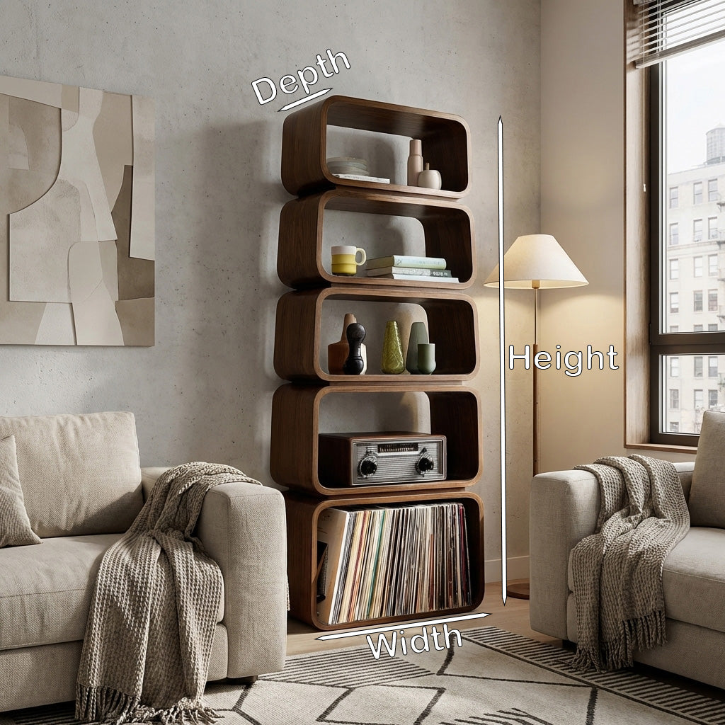 Mid Century Wooden Standing Shelf For Living Room Display