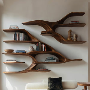 Contemporary Wooden Wall Shelf For Living Room Decor