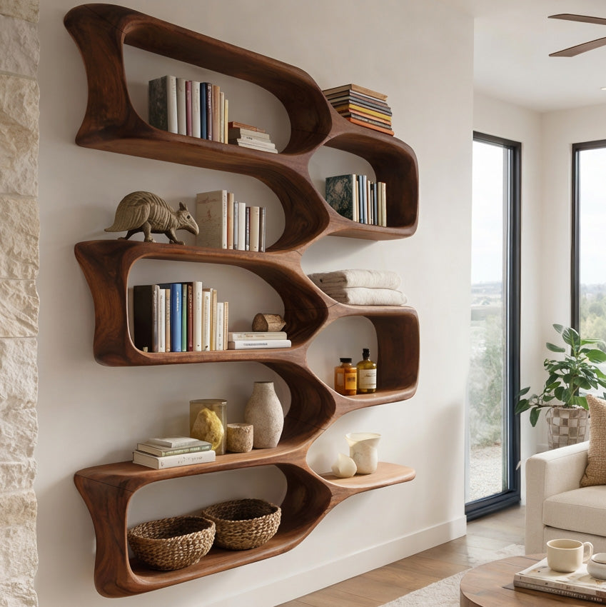 Modern Wooden Wall Shelf For Cozy Living Room Decor
