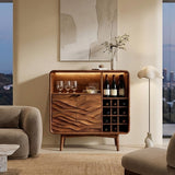 Contemporary Wine Storage Cabinet Natural Wood For Living Room