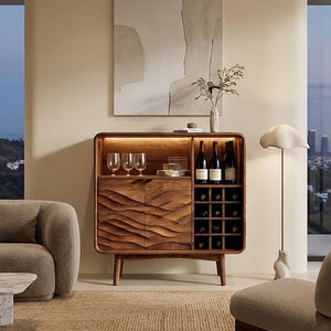 Contemporary Wine Storage Cabinet Natural Wood For Living Room